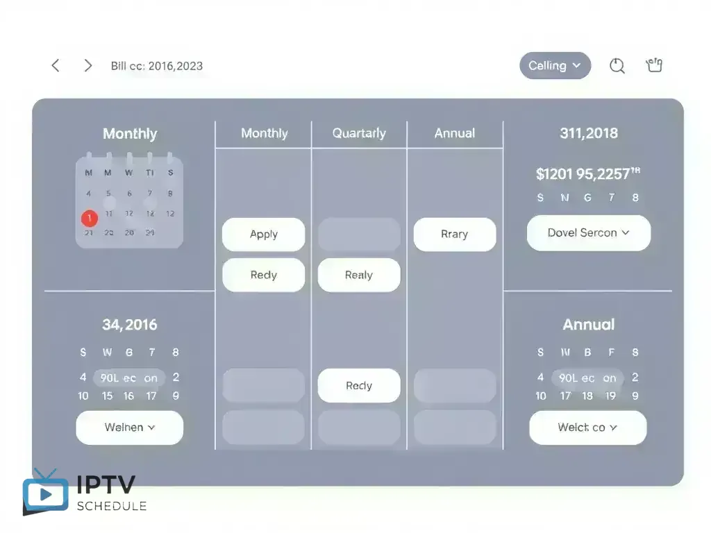Calendar showing different billing cycles