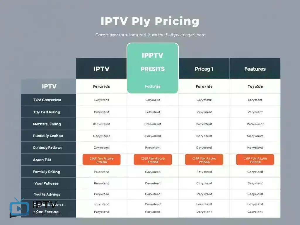 Comparison chart of IPTV schedule pricing plans