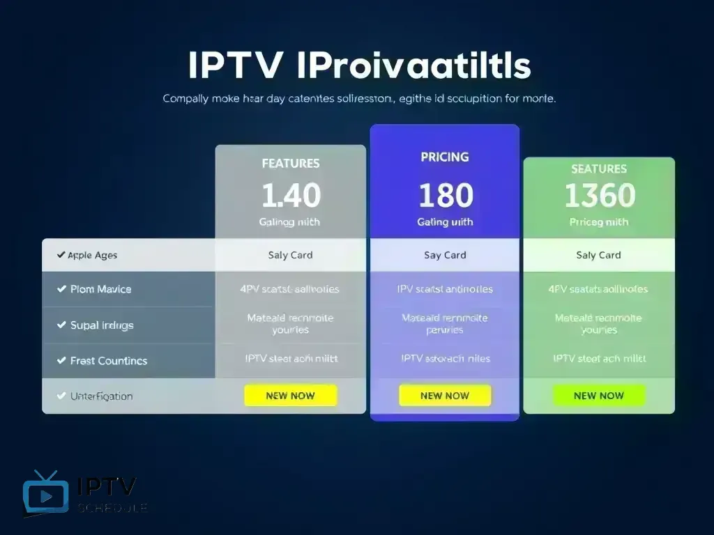 Visual comparison of IPTV schedule pricing tiers