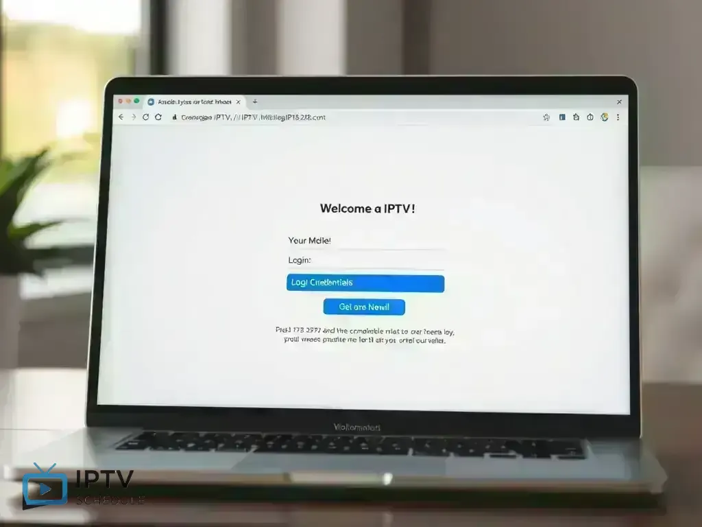 Welcome email showing IPTV schedule login credentials